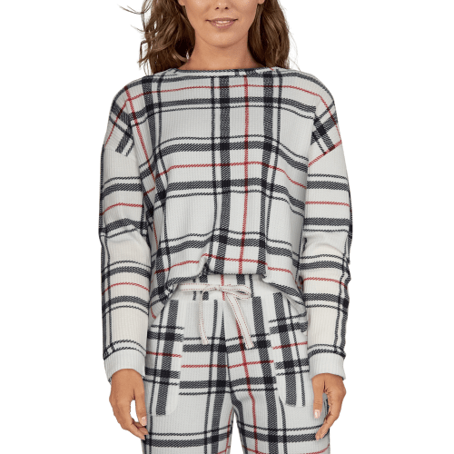 Natural Reflections Plaid Waffle Top for Ladies