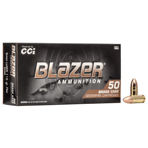 CCI Blazer Brass 9mm Luger 115 Grain Handgun Ammo