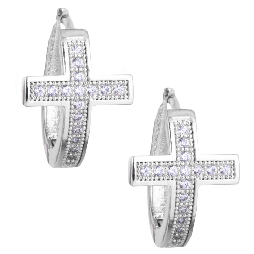 Amanda Blu Silver Cross Ear Hugger Earrings
