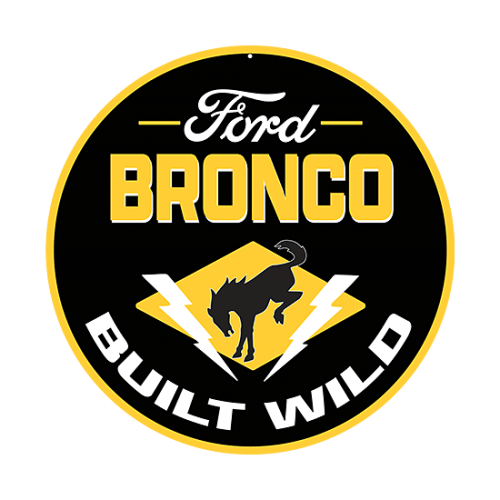 Open Road Brands Ford Bronco Built Wild Round Metal Sign