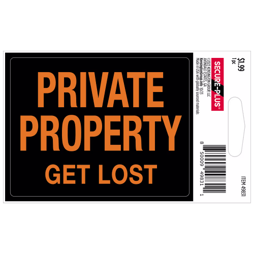 Secure-Plus Private Property Get Lost Sticker