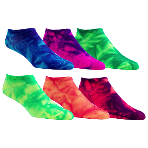 RedHead No-Show Tie-Dye Socks for Girls - 6-Pair Pack