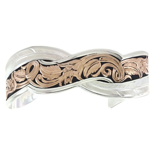 Montana Silversmiths Two-Tone Sweeping Leather Cuff Bracelet