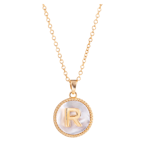 Amanda Blu Mother of Pearl R Initial Necklace