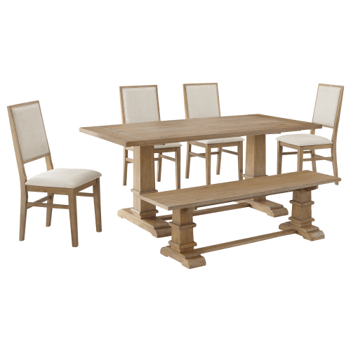 Crosley Joanna 6-Piece Dining Set with Bench and 4 Upholstered Chairs