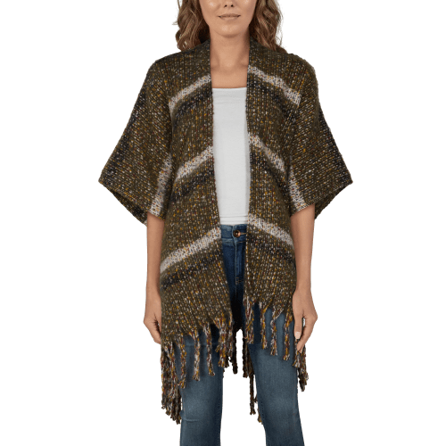 Natural Reflections Olivine Striped Ruana for Ladies