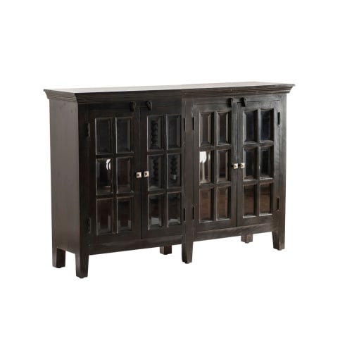 Crestview Collection 4-Door Window Pane Cabinet