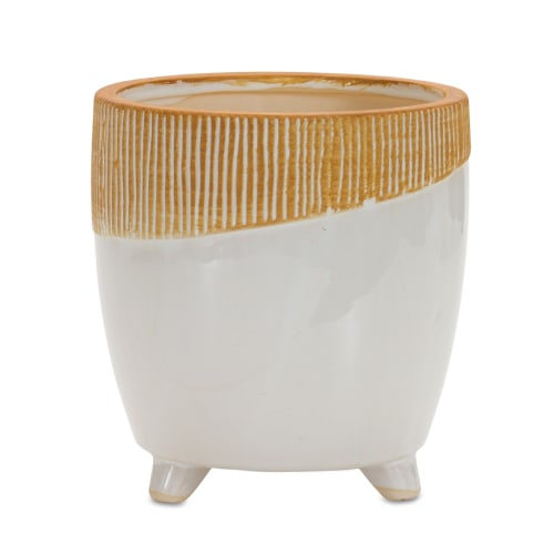 Melrose International Terra-Cotta Decorative Footed Pot