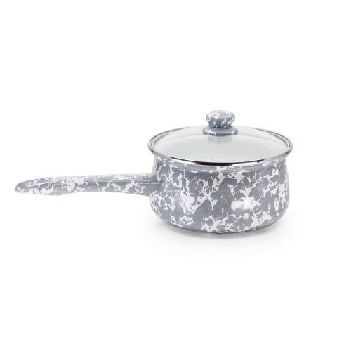 Golden Rabbit Enamelware Grey Swirl Sauce Pan