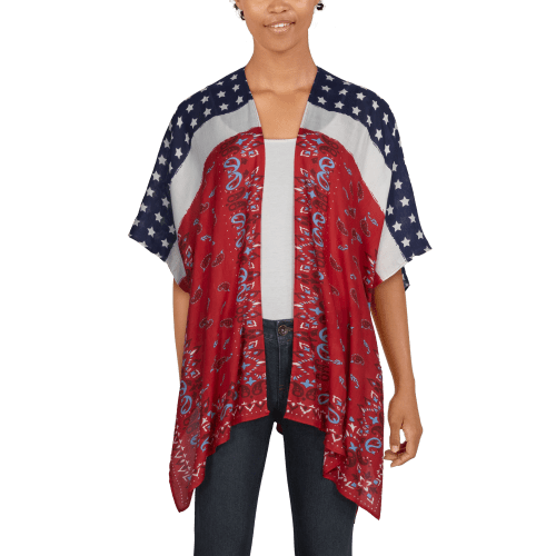 Natural Reflections Patriotic Paisley Ruana for Ladies