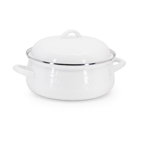 Golden Rabbit White Enamelware Dutch Oven
