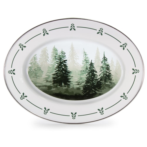 Golden Rabbit Forest Trees Enamelware Collection Oval Platter