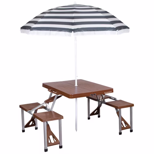 Stansport Folding Picnic Table and Umbrella Combo