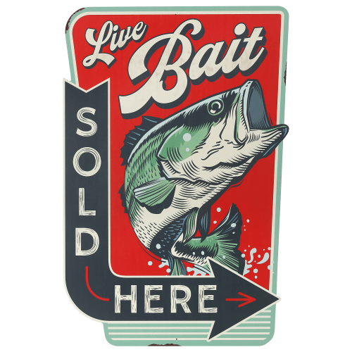 Open Road Brands Live Bait Sold Here Metal Sign