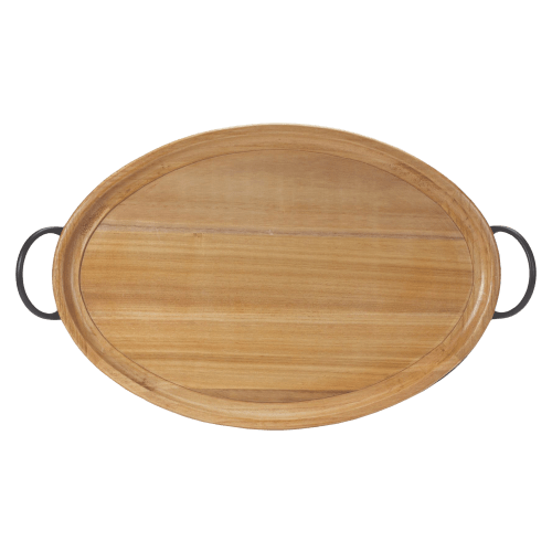 Melrose International Natural Wood Tray with Handles