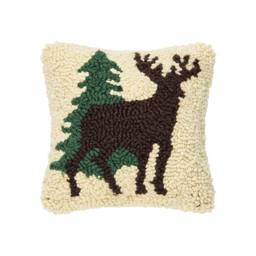 C&F Home Deer Forest Hooked Pillow