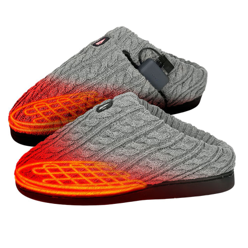 ActionHeat 5V Cable-Knit Heated Slippers for Men