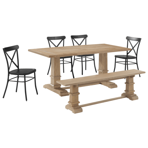Crosley Joanna 6-Piece Dining Set with Bench and 4 Camille Chairs