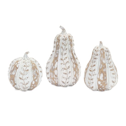 Melrose International Whitewashed Pumpkin Decor Set of 3