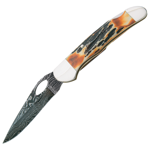 Bear & Son Cutlery Damascus Cowhand Folding Knife