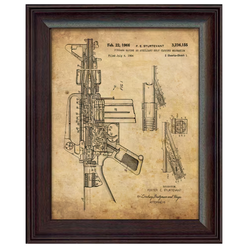 Scott Kennedy M16 Patent Framed Print with Glass