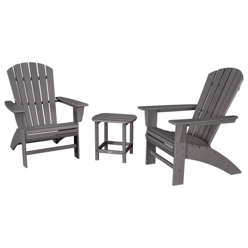 POLYWOOD Nautical 3-Piece Curveback Adirondack Set