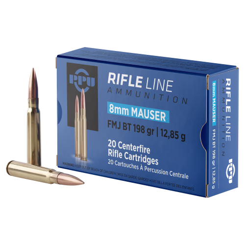 PPU 8mm Mauser 198 Grain Full Metal Jacket Rifle Ammo