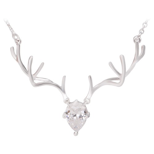 Amanda Blu Silver and Crystal Antler Necklace