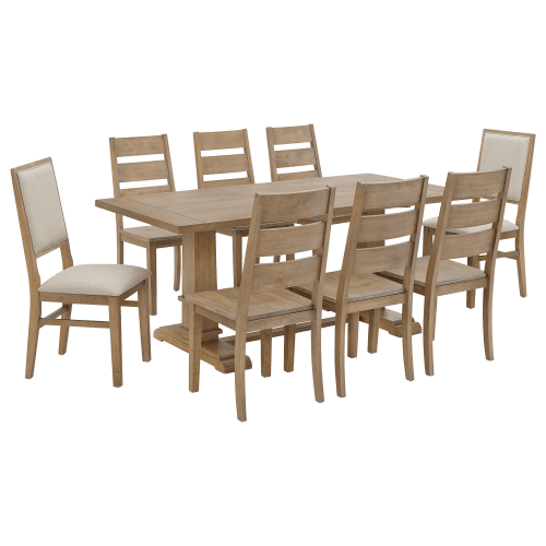 Crosley Joanna 9-Piece Dining Set with 6 Ladder Back and 2 Upholstered Chairs