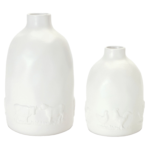 Melrose International Ceramic Farm Animal Vases Set of 2