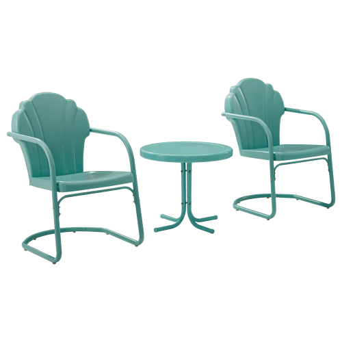Crosley Tulip Armchairs and Table Outdoor Metal 3-Piece Set