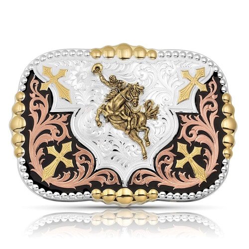 Montana Silversmiths Faith in Four Bronc Rider Belt Buckle