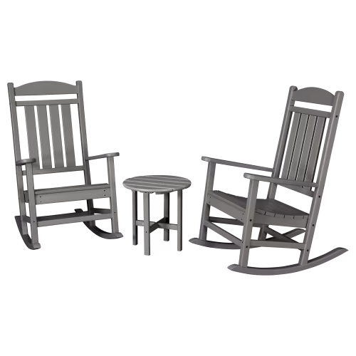 POLYWOOD Presidential 3-Piece Rocker Set with Round 18" Side Table