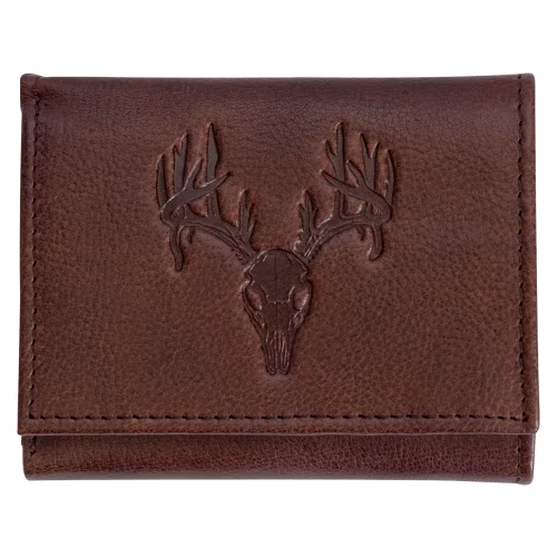 RedHead Buck Skull Embossed Leather Trifold Wallet