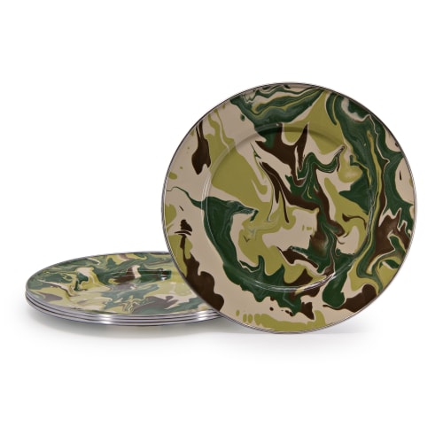 Golden Rabbit Camouflage Enamelware Dinner Plates 4-Pack