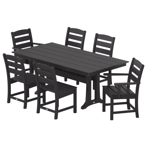 POLYWOOD Lakeside 7-Piece Farmhouse Dining Set with Trestle Legs