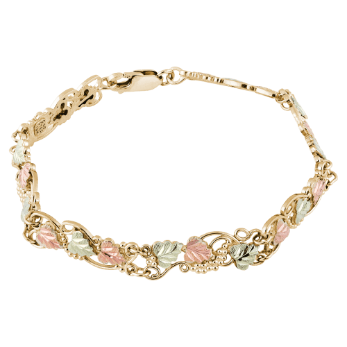 Black Hills Gold Tri-Color Gold Leaves Bracelet