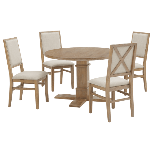 Crosley Joanna 5-Piece Round Dining Set with Upholstered-Back Chairs
