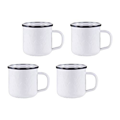 Golden Rabbit White Enamelware Collection Adult Mug Set of 4