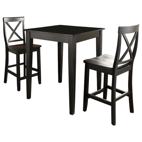 Crosley Pub 3-Piece Dining Set with X-Back Stools