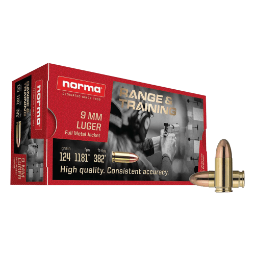 Norma Range & Training 9mm Luger 124 Grain Handgun Ammo