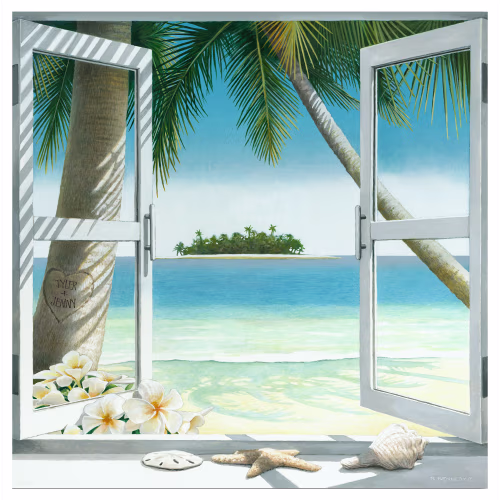Our Island Getaway Personalized Block Mount Artwork