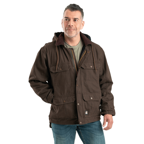 Berne Heartland Washed Duck Zip-Off Hooded Coat for Men