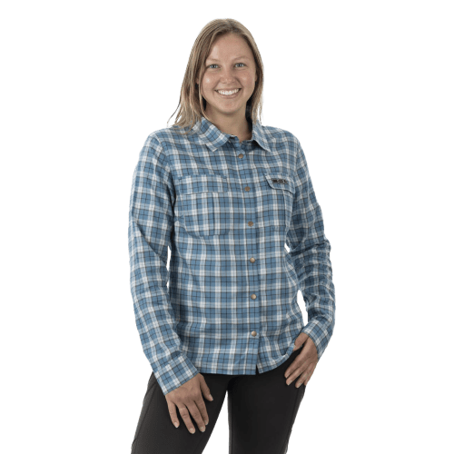 DSG Outerwear Plaid Button-Down Long-Sleeve Shirt for Ladies