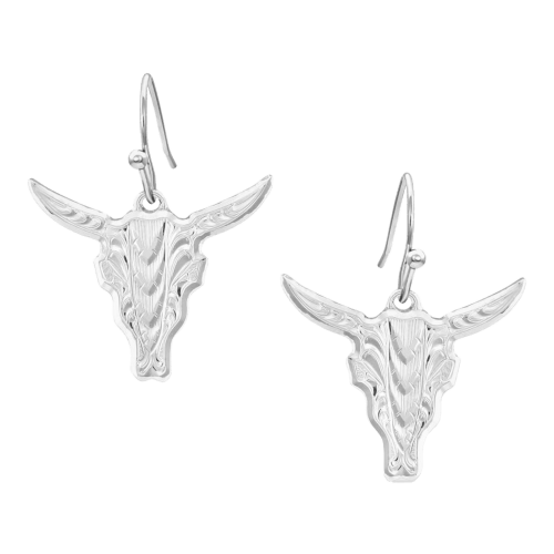 Montana Silversmiths Chiseled Steer-Head Earrings