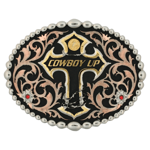 Montana Silversmiths Tri Color Cowboy Up Attitude Belt Buckle