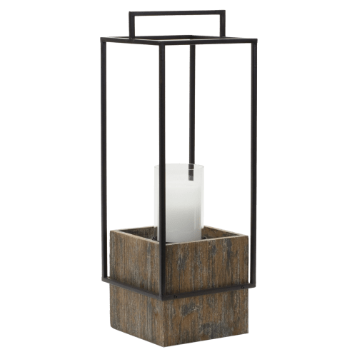 Melrose International Wood Candle Holder with Metal Frame