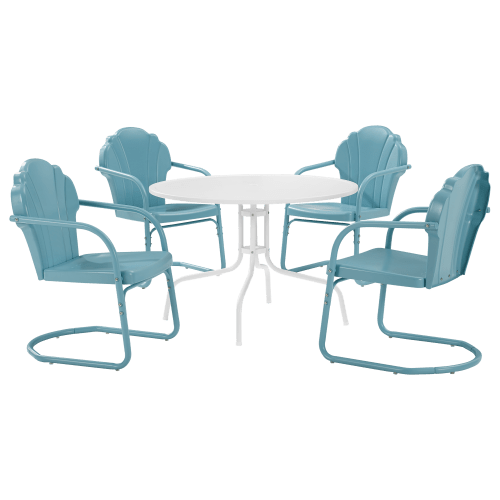 Crosley Tulip Chairs and Table Outdoor Metal 5-Piece Dining Set