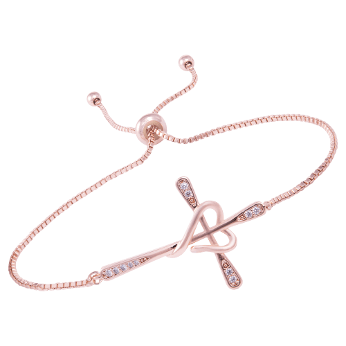 Amanda Blu Cross Heart Rose Gold Adjustable Bracelet