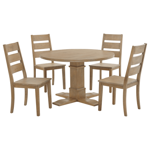 Crosley Joanna 5-Piece Round Dining Set with Ladder-Back Chairs